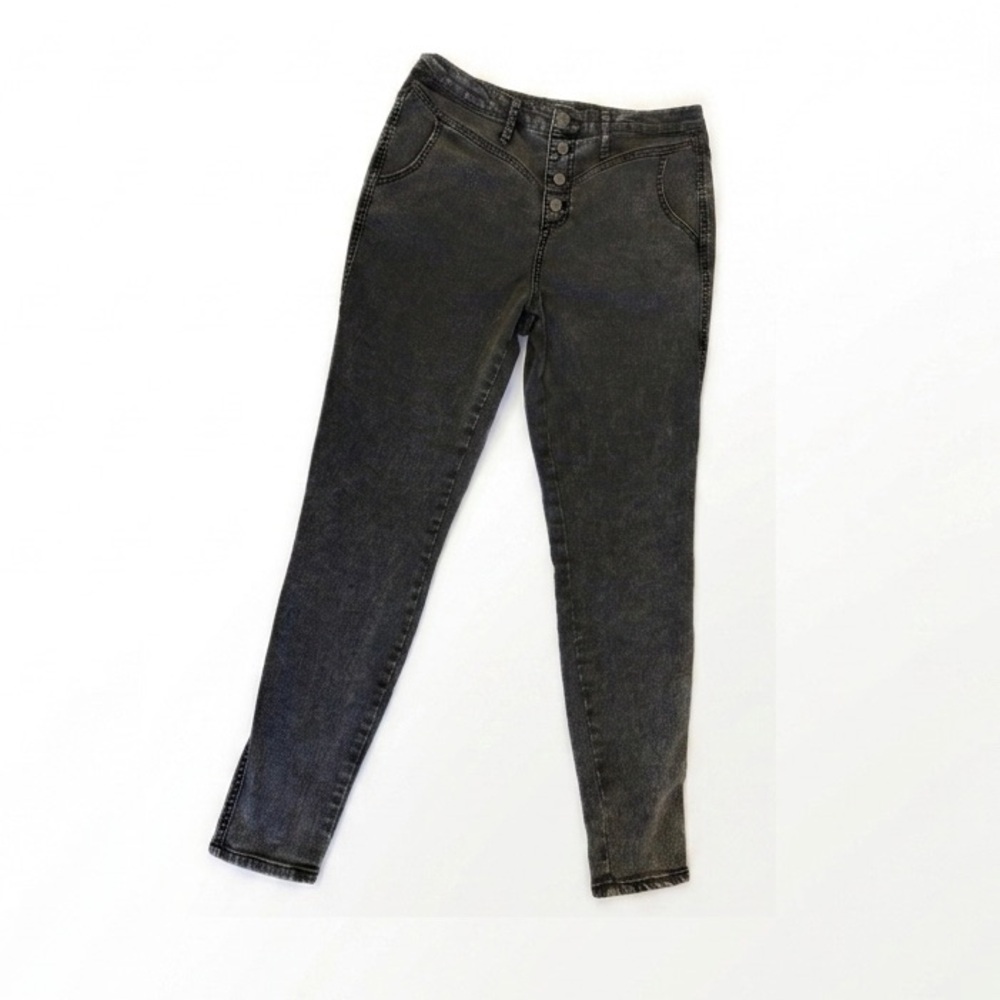 Wild Fable High Rise Exposed Button Fly Skinny Jeans Dark Washed Black Size 8